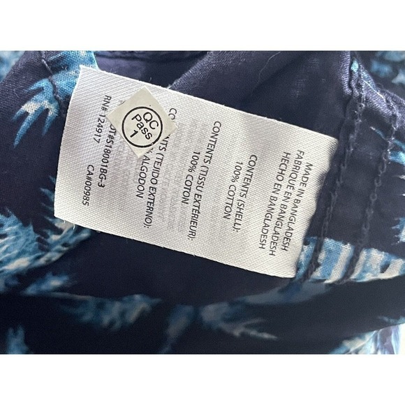 Trunks Surf And Swim Mens Navy Blue Size M Palm Tree Short Sleeve Tropical Shirt - Picture 11 of 11